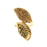 Mi Amore Leaf Sized-Ring Gold-Tone/Peach Size 8.00