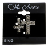 Mi Amore Cross Sized-Ring Silver-Tone/White Size 6.00