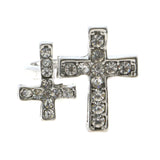 Mi Amore Cross Sized-Ring Silver-Tone/White Size 9.00