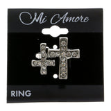Mi Amore Cross Sized-Ring Silver-Tone/White Size 9.00