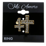 Mi Amore Cross Sized-Ring Gold-Tone/White Size 5.00