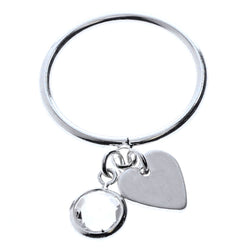 Mi Amore Heart Crystal Charms Sized-Ring Silver-Tone/Clear Size 8.00