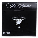 Mi Amore Heart Crystal Charms Sized-Ring Silver-Tone/Clear Size 8.00