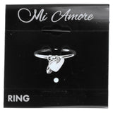 Mi Amore Hear crystal charms Sized-Ring Silver-Tone/Clear Size 9.00