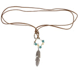 Mi Amore Adjustable Feather Choker-Necklace Brown & Silver-Tone