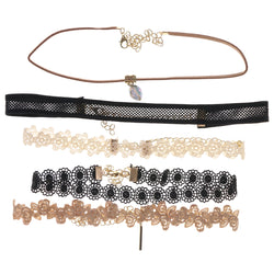 Mi Amore 4 in. extender Flowers Choker-Necklace Black & Peach