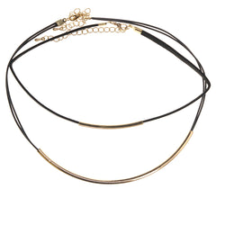 Mi Amore 3 in. extender Choker-Necklace Black/Gold-Tone
