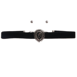 Mi Amore 3 in. extender Choker-Necklace Black/Silver-Tone