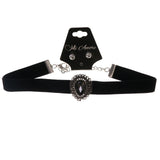 Mi Amore 3 in. extender Choker-Necklace Black/Silver-Tone