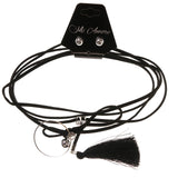 Mi Amore Adjustable Choker-Necklace Black/Silver-Tone