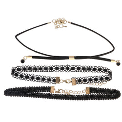 Mi Amore 2 in. extender Choker-Necklace Black/Gold-Tone