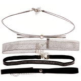 Mi Amore 3 in. extender Choker-Necklace Black/Silver-Tone