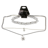 Mi Amore 3 in. extender Stretch Star Choker-Necklace Black & Silver-Tone