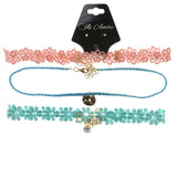 Mi Amore 2 in. extender Choker-Necklace Blue/Pink