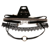 Mi Amore 3 in. extender Choker-Necklace Black/Gold-Tone