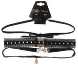 Mi Amore 3 in. extender Bow Choker-Necklace Black & White