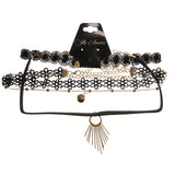 Mi Amore 4 in. extender Flowers Choker-Necklace Black & Gold-Tone