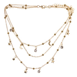 Mi Amore 4 in. extender Moon Star Choker-Necklace Gold-Tone