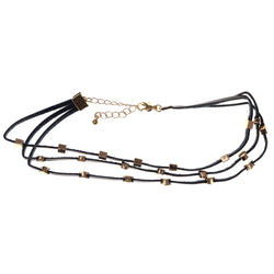 Mi Amore 2 in. extender Choker-Necklace Black/Gold-Tone