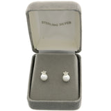 Mi Amore 925 Sterling Silver Star Stud-Earrings Silver & White