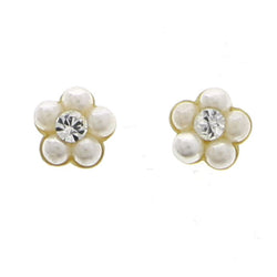 Mi Amore 925 Sterling Silver Flower Stud-Earrings Gold-Vermeil