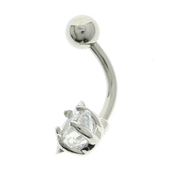 Mi Amore Surgical Steel  Star Shape Navel Ring 14G 10mm Post Body-Jewelry Silver