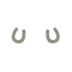 Mi Amore 925 Sterling Silver Horseshoe Stud-Earrings Silver