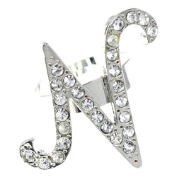 Mi Amore Initial N Adjustable-Ring Silver-Tone Size: Adjustable