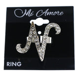 Mi Amore Initial N Adjustable-Ring Silver-Tone Size: Adjustable