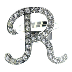 Mi Amore Initial R Adjustable-Ring Silver-Tone Size: Adjustable
