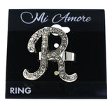 Mi Amore Initial R Adjustable-Ring Silver-Tone Size: Adjustable