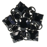 Mi Amore Flower Filigree Adjustable-Ring Black & Silver-Tone Size: Adjustable