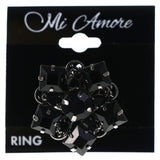 Mi Amore Flower Filigree Adjustable-Ring Black & Silver-Tone Size: Adjustable