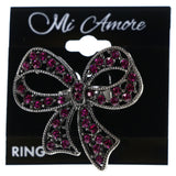 Mi Amore Bow Adjustable-Ring Purple/Silver-Tone Size: Adjustable