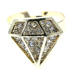 Mi Amore Diamond Shape Adjustable-Ring Gold-Tone/Silver-Tone Size: Adjustable