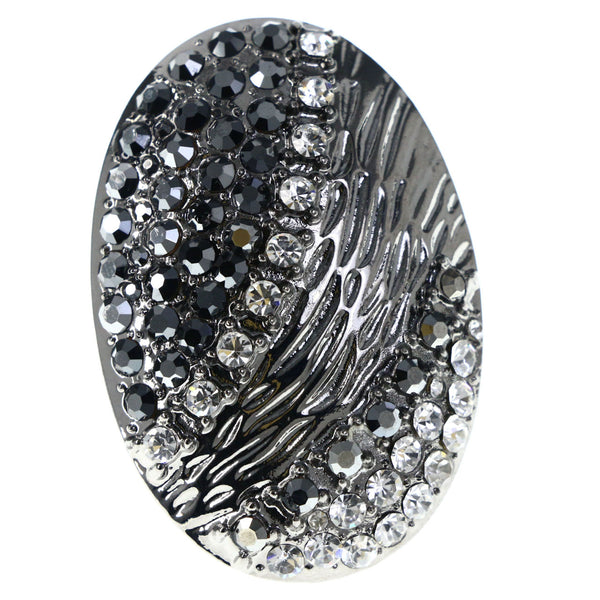 Mi Amore Zebra Stripe Adjustable-Ring Silver-Tone/Black Size: Adjustable