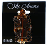 Mi Amore Wire Wrap Filigree Adjustable-Ring Brown & Orange Size: Adjustable