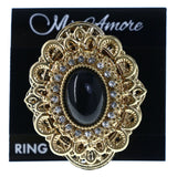 Mi Amore Ornate Adjustable-Ring Gold-Tone/Black Size: Adjustable