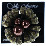 Mi Amore Flower Adjustable-Ring Gold-Tone/Brown Size: Adjustable