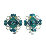 Mi Amore Clip-On-Earrings Silver-Tone/Blue