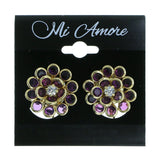 Mi Amore Flower Clip-On-Earrings Gold-Tone/Purple