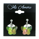 Mi Amore Butterfly AB Finish Clip-On-Earrings Silver-Tone & Multicolor