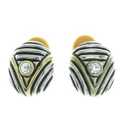 Mi Amore Oval Shaped Clip-On-Earrings Silver-Tone/Gold-Tone