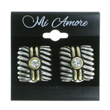 Mi Amore Square Shaped Clip-On-Earrings Silver-Tone/Gold-Tone