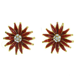 Mi Amore Flower Clip-On-Earrings Gold-Tone/Red