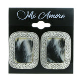 Mi Amore Cow Print Clip-On-Earrings Silver-Tone