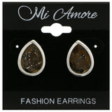 Mi Amore Mercury Glass Faceted Gem Post-Earrings Silver-Tone/Gold-Tone