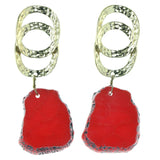 Mi Amore Textured Drop-Dangle-Earrings Gold-Tone/Red