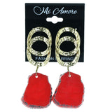 Mi Amore Textured Drop-Dangle-Earrings Gold-Tone/Red