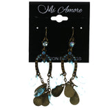 Mi Amore Antique Finish AB Finish Dangle-Earrings Gold-Tone & Blue